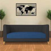Magnus 3 Seater Sofa Set for Living Room (Blue Black Colour) Premium Fabric Sofa