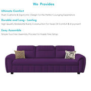 Alicia 3 Seater Sofa Cum Bed for Living Room (Purple Fabric) Premium Fabric Sofa