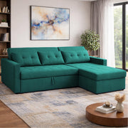 Casaliving Treshta 4 Seater LHS L - Shape Pull-Out Sofa Cum Bed with Storage Sofa for Living Room (Brown Fabric Color) Premium Fabric Sofa Set for Living Room Sofa Cum Bed