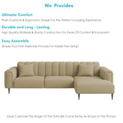 Damian RHS 4 Seater L Shape Sofa Set for Living Room (Cream Colour Fabric) Premium Fabric Sofa Set for Living Room