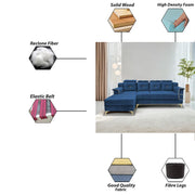 Casaliving Snowy LHS 6 Seater L Shape Sofa Set for Living Room (Blue Colour) Premium Fabric Sofa