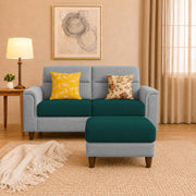 Casaliving Nancy 2 Seater with Ottoman Sofa Set for Living Room (Black Colour) Premium Fabric Sofa Set
