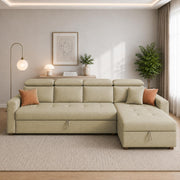 Casaliving Gagnon LHS 4 Seater L Shape Corner Sofa Cum Bed for Living Room with Storage (Black Fabric) Premium Fabric Sofa Cum Bed