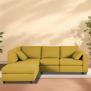 Dorian LHS 4 Seater L Shape Sofa Set for Living Room (Yellow Fabric) Premium Fabric Sofa
