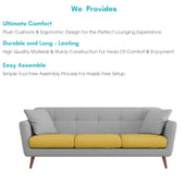 Letty 3 Seater Sofa Set for Living Room (Yellow Grey Colour) Premium Fabric Sofa