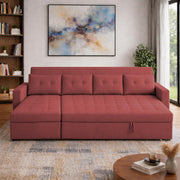Casaliving Treshta 6 Seater LHS L - Shape Pull-Out Sofa Cum Bed Sofa for Living Room (Dark Grey Fabric Color) Premium Fabric Sofa Set for Living Room Sofa Cum Bed