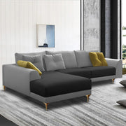 Viva LHS 6 Seater L Shape Sofa Set for Living Room (Black Grey) Premium Fabric Sofa