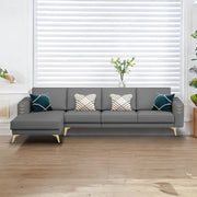 Falco LHS 6 Seater L Shape Sofa Set for Living Room (Dark Grey Fabric) Premium Fabric Sofa