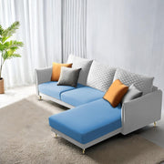 Casaliving Stanly LHS 4 Seater L Shape Sofa Set for Living Room (Blue Fabric) Premium Fabric Sofa