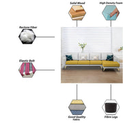 Falco RHS 6 Seater L Shape Sofa Set for Living Room (Yellow Grey Fabric) Premium Fabric Sofa