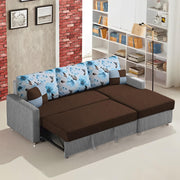 Rolando 4 Seater Sofa Cum Bed for Living Room (Cream Black) Premium Fabric Sofa