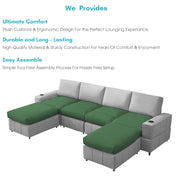 Rone 6 Seater L-Shaped & U-Shaped Sofas Set for Living Room – (Green Grey Colour Fabric) Premium Comfort Sofa