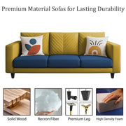Casaliving Mikasa 3 Seater Sofa Set for Living Room (Black Colour Fabric) Premium Fabric Sofa