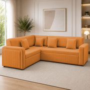 Casaliving Rion 6 Seater L Shape Corner Sofa Cum Bed for Living Room (Black Fabric) Premium Fabric Sofa Cum Bed