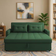 Treshta 2 Seater Pull-Out Premium Fabric Sofa Cum Bed Sofa Set for Living Room (Blue Fabric Color) Premium Fabric Sofa Set for Living Room