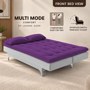 Casaliving Danny Sofa Cum Bed for Living Room Premium Fabric Sofa New 3 Seater Sofa Cum Bed Velvet Fabric with 2 Cushions and Suitable for All Indoor (Black Grey)