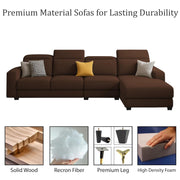 Orion RHS 6 Seater L Shape Sofa Set for Living Room (Brown Colour) Premium Fabric Sofa