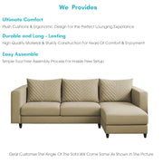 Mikasa 4 Seater RHS L Shape Sofa Set for Living Room (Cream Fabric) Premium Fabric Sofa Set for Living Room