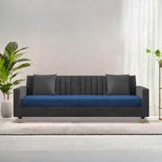 Garcia 3 Seater Sofa Set for Living Room (Blue Black Colour) Premium Fabric Sofa