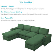 Rone 6 Seater L-Shaped & U-Shaped Sofas Set for Living Room – (Green Colour Fabric) Premium Comfort Sofa