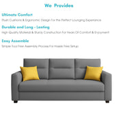 Evona 3 Seater Sofa Set for Living Room (Dark Grey Colour Fabric) Premium Fabric Sofa