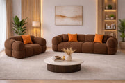 Vetras Modern Velvet Bubble Cloud Sofa, Tufted Design Upholstered 3+1 Seater Sofa Set for Living Room, (Black Colour) Premium Velvet Fabric Sofa