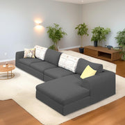 Badger LHS 6 Seater L Shape Sofa Set for Living Room (Black Fabric) Premium Fabric Sofa