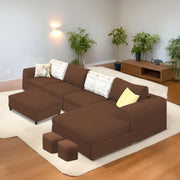 Badger RHS 8 Seater L Shape Sofa Set with Center Table for Living Room (Grey Fabric) Premium Fabric Sofa