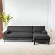 Casaliving Amelia RHS 6 Seater L Shape Sofa Set for Living Room (Black Fabric) Premium Fabric Sofa