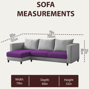 Mikasa 4 Seater LHS L Shape Sofa Set for Living Room (Purple Grey Fabric) Premium Fabric Sofa Set for Living Room
