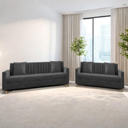 Garcia 3+2 Seater Sofa Set for Living Room (Black - Grey)