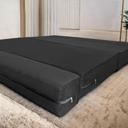 Mapron 1 Seater Sofa Cum Bed with 1 Cushions for Living Room (Black Fabric) Premium Fabric Sofa 2.5x6 Feet