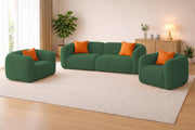 Vesta Modern Velvet Bubble Cloud Sofa, Tufted Design Upholstered 3+1+1 Seater Sofa Set for Living Room, (Black Colour) Premium Velvet Fabric Sofa