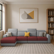 Orion LHS 6 Seater L Shape Sofa Set for Living Room (Maroon Grey Colour) Premium Fabric Sofa