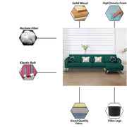 Falco RHS 6 Seater L Shape Sofa Set for Living Room (Pine Fabric) Premium Fabric Sofa
