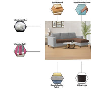 Charmi RHS 4 Seater L Shape Sofa Set for Living Room (Brown Grey Fabric) Premium Fabric Sofa