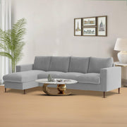 Charmi LHS 6 Seater L Shape Sofa Set for Living Room (Grey Fabric) Premium Fabric Sofa