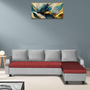 Asper RHS 6 Seater L Shape Sofa Set for Living Room (Maroon Grey Fabric) Premium Fabric Sofa