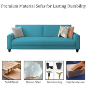 Kaven 3 Seater Sofa Set for Living Room (Turquise Colour Fabric) Premium Fabric Sofa