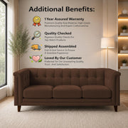 Casaliving Fento 3 Seater Sofa Set for Living Room, 3 Seater (Black) Colour Premium Velvet Fabric Sofa