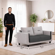 Casaliving Viskafors Upholstered 3 Seater Sofa Set for Living Room (Black Colour Fabric) Premium Fabric Sofa