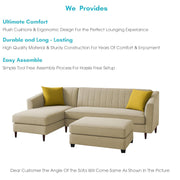 Neyami LHS 4 Seater with Ottoman L Shape Sofa Set for Living Room (Cream) Premium Fabric Sofa Set