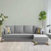 Casaliving Mandis LHS 4 Seater L Shape Sofa Set for Living Room (Black Fabric) Premium Fabric Sofa