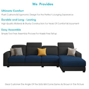 Orion RHS 6 Seater L Shape Sofa Set for Living Room (Blue Black Colour) Premium Fabric Sofa