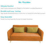 Deren 3 Seater Sofa Set for Living Room (Orange Colour) Premium Fabric Sofa