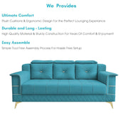 Julio 3 Seater Sofa Set for Living Room (Turquise Colour Fabric) Premium Fabric Sofa