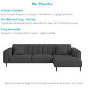 Damian RHS 4 Seater L Shape Sofa Set for Living Room (Black Colour Fabric) Premium Fabric Sofa Set for Living Room