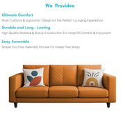 Mikasa 3 Seater Sofa Set for Living Room (Orange Colour Fabric) Premium Fabric Sofa