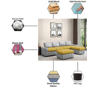 Rone 6 Seater L-Shaped & U-Shaped Sofas Set for Living Room – (Yellow Grey Colour Fabric) Premium Comfort Sofa