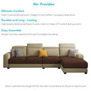 Orion RHS 6 Seater L Shape Sofa Set for Living Room (Cream Brown Colour) Premium Fabric Sofa